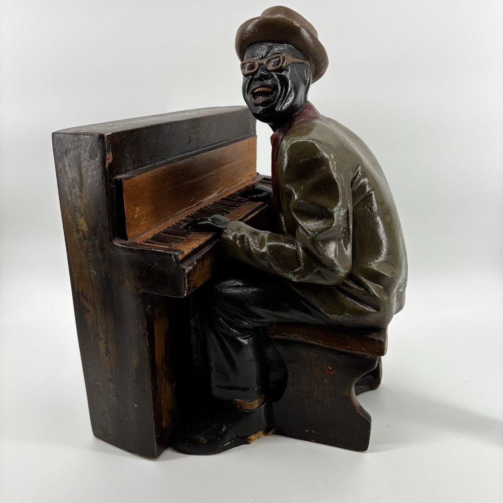 Vintage Jazz Band Figurine Louis Armstrong Pianist Reprocrafters ResinFiberglass